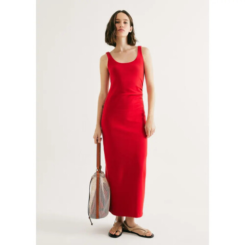 VESTIDO MIDI FEM VERMELHO ESCURO