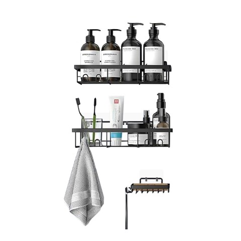 Estante Organizador Accesorio Baño Ducha Set X3 Jabonera Adhesivo Imback Color Negro Estante Organizador Accesorio Baño Ducha Set X3 Jabonera Adhesivo Imback Color Negro