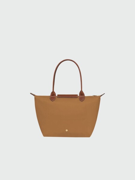 Longchamp -Cartera Longchamp plegable de nylon con cierre y asa larga, Le pliage M Beige