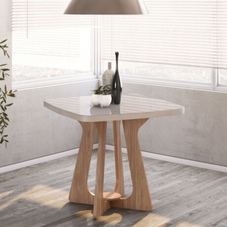 Mesa de Comedor Lara - Con vidrio - 90 Arena