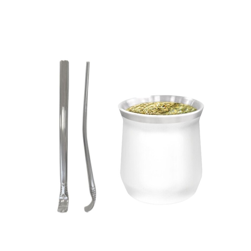 MVS Mate De Ac. Inox. 140 Ml Con Bombilla Incluida Hudson - Blanco