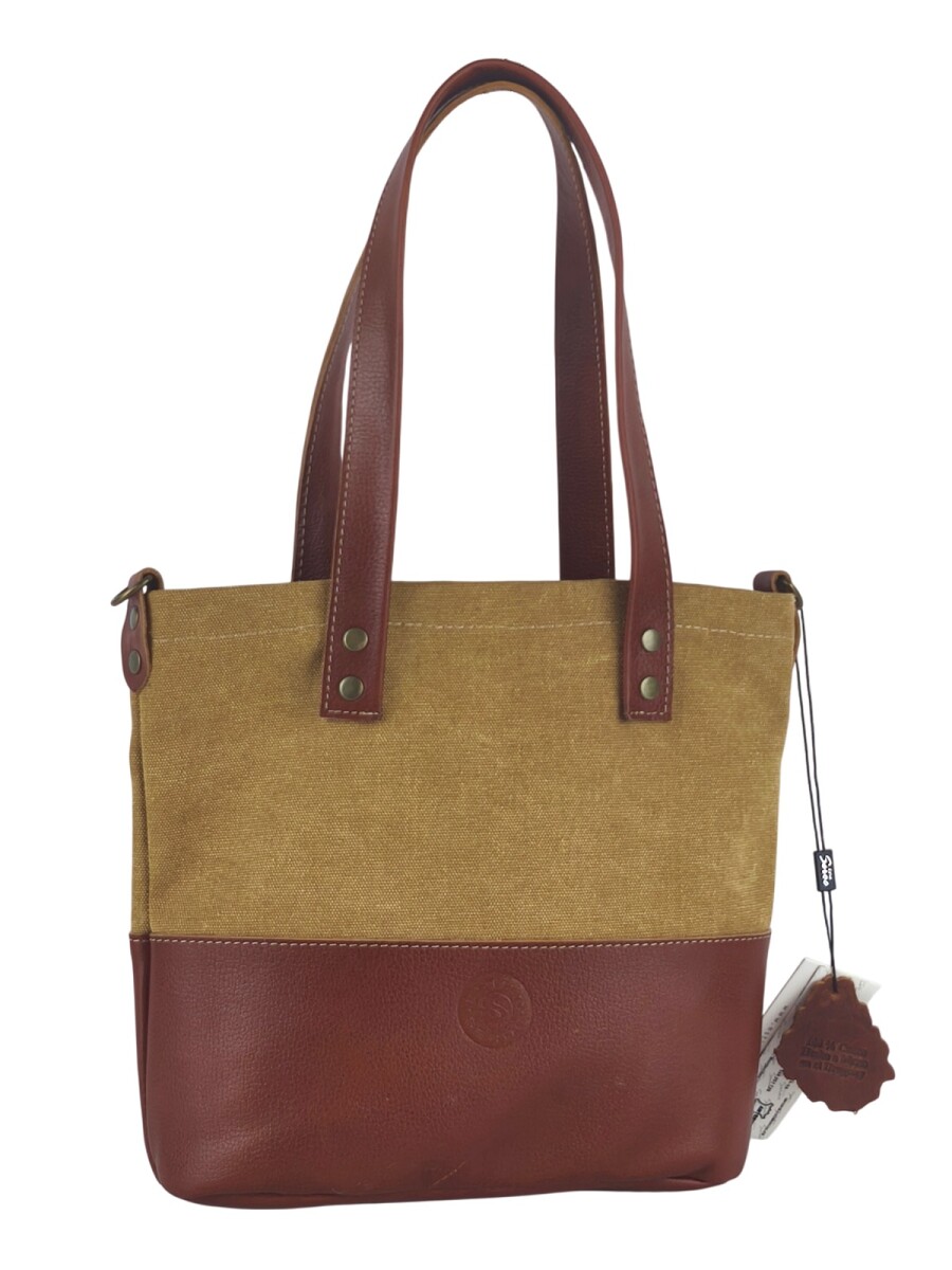 Bolso matero en lona y cuero - camel 