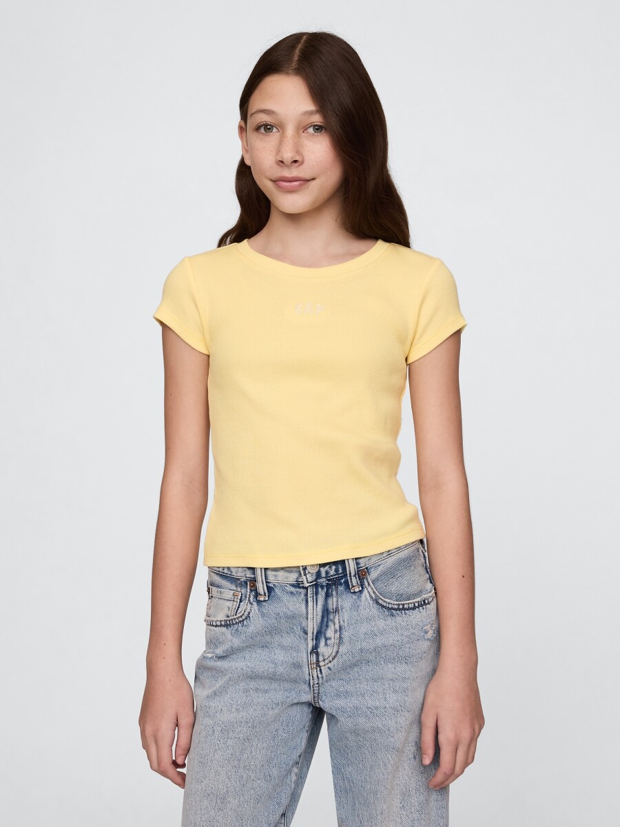 Remera Logo Ribbed Niña - Pale Banana 12-0824Tcx 