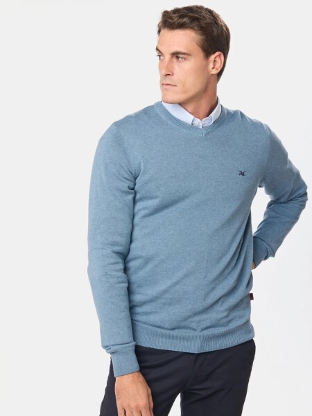 BUZO LEGACY 6564 ESC.V LISO CELESTE