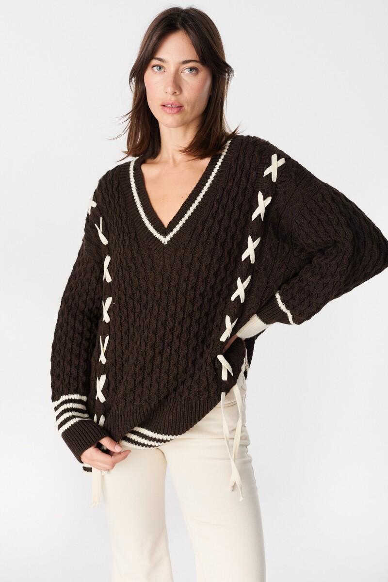 Sweater Preppy Crudo/Marron