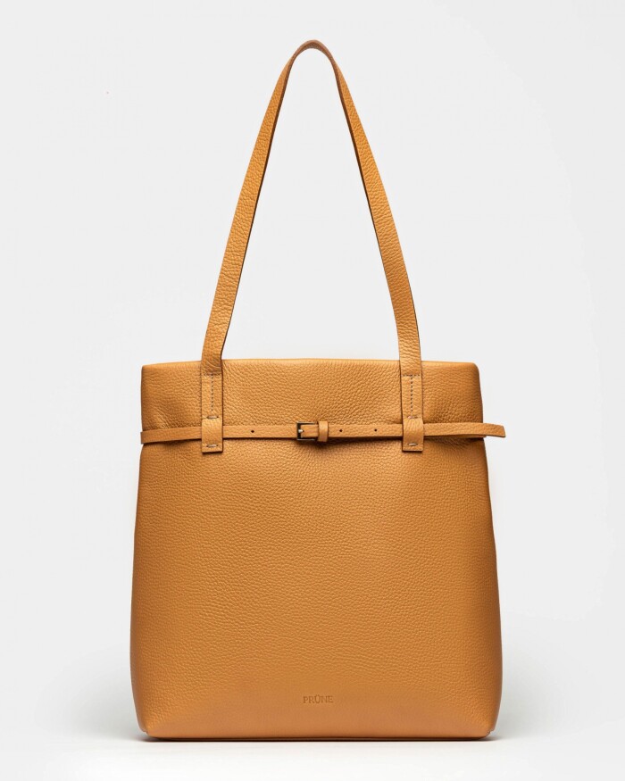 Shopper Bay en cuero graneado Cuoio