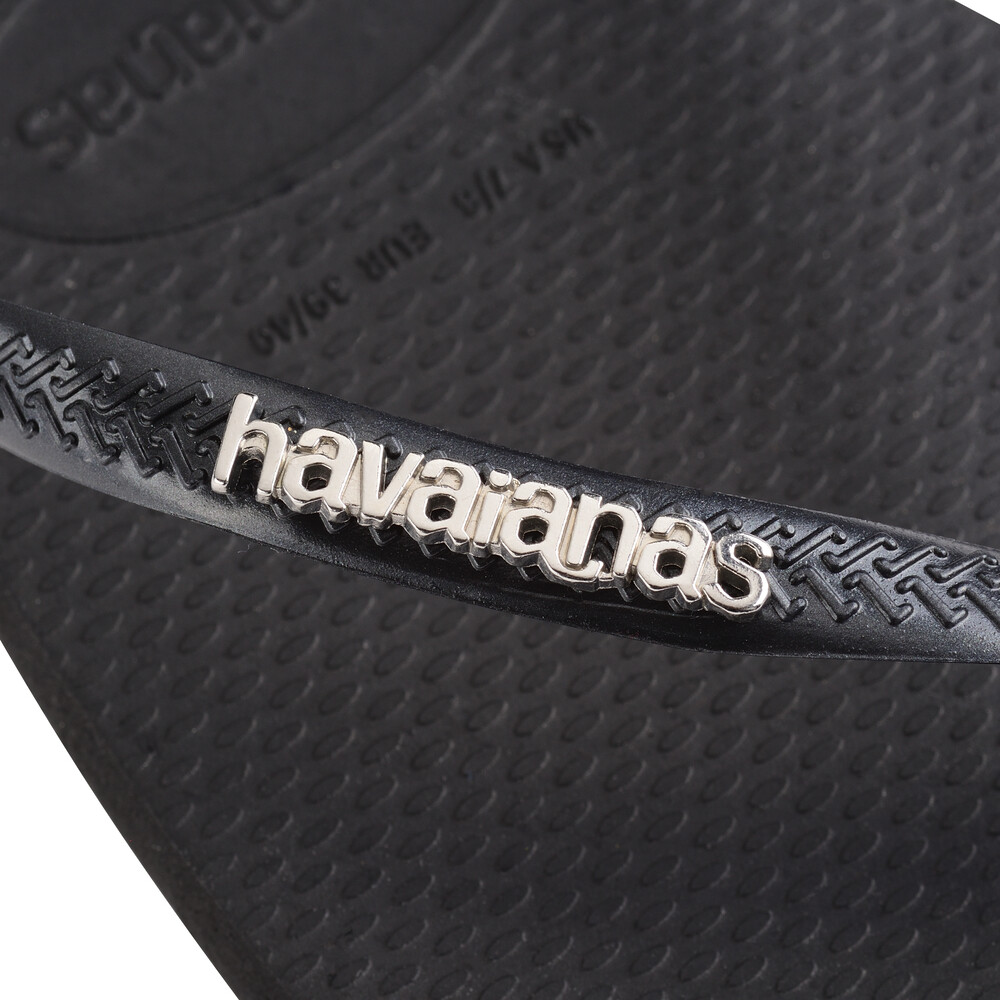 Sandalias Havaianas Sl Sq Logo Met FC Mujer Negro/Plata