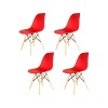 Pack 4 Sillas De Comedor Eames Lumax De Diseño Moderno Con Patas De Madera Roja