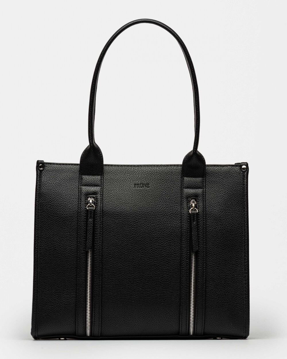 Shopper Oak En Efecto Cuero Graneado Negro