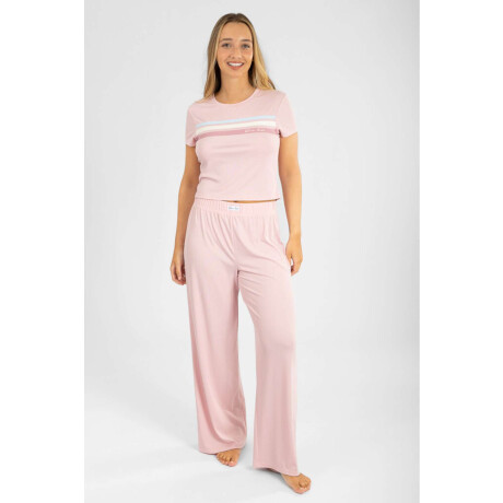 Pijama teen ribb mc Rosado