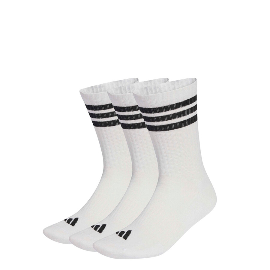 Medias Unisex Adidas 3 Tiras X3 Crw Blanco - Negro