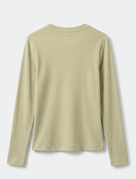 CAMISETA BÁSICA EN TELA ACANALADA VERDE