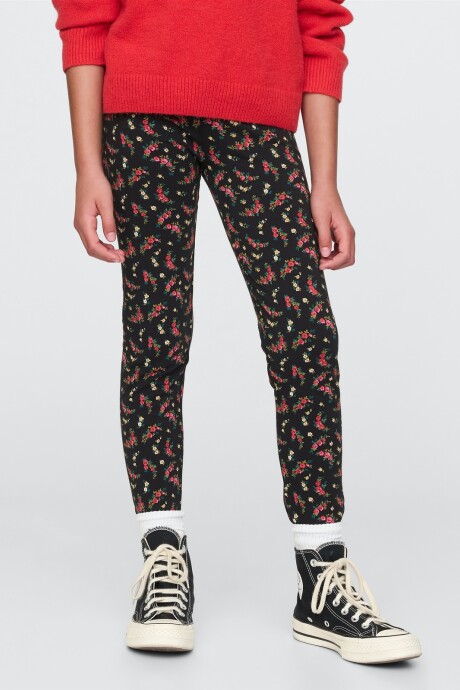 Calza Niña Black Floral