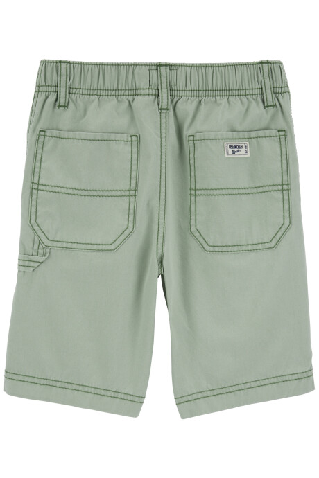 Short de sarga elastizado, verde. Talles 6-14 Sin color