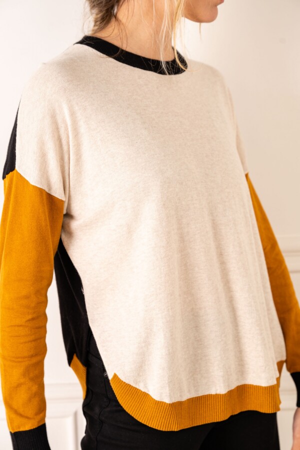 Sweater Color Block Negro