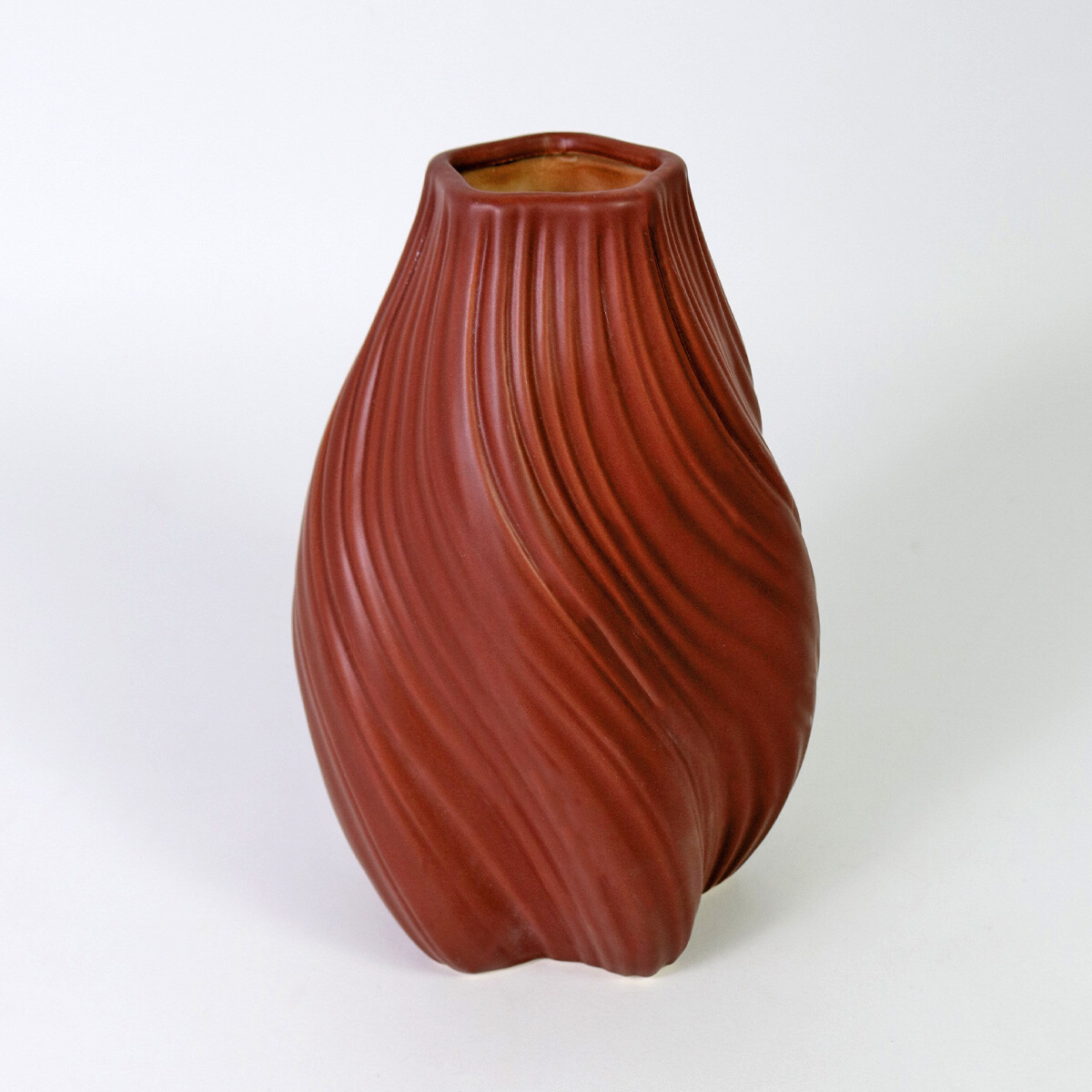 FLORERO CERAMICA MARRON 17X17X25CM 
