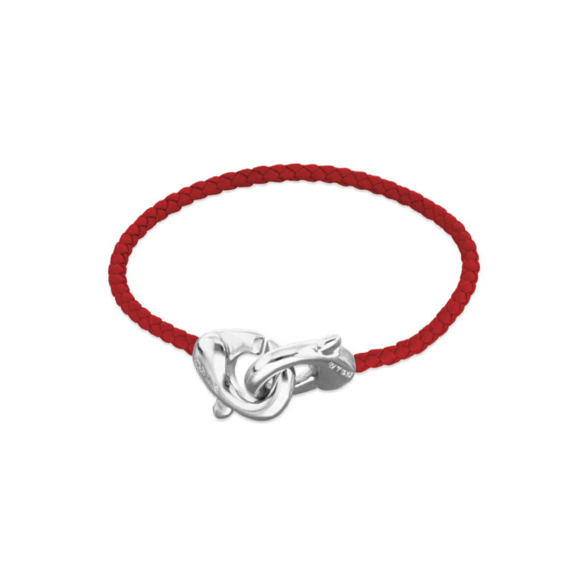 PULSERA DE CUERO ROJO CON MOSQUETÓN ENTRELAZADO BAÑADO EN PLATA - Pulsera 