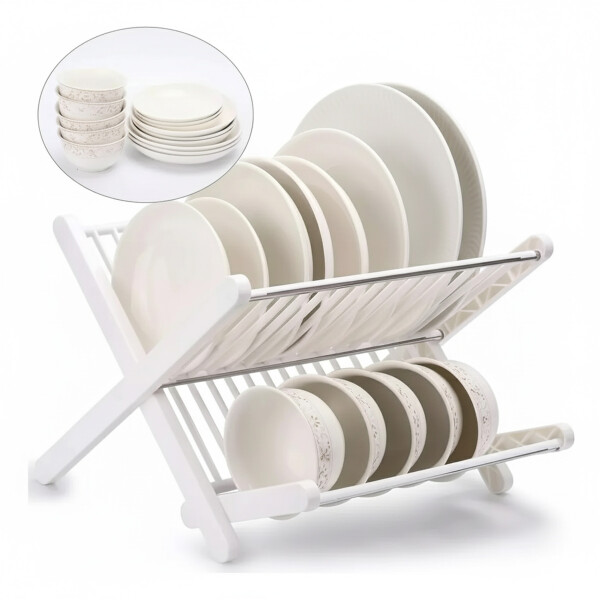 Escurridor De Platos 2 Niveles De Metal Escurre Platos Color Blanco