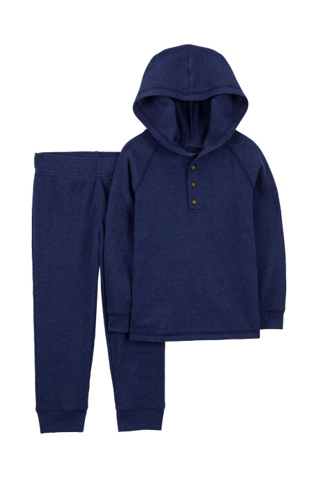 Set dos piezas de algodón térmico, pantalón y remera con capucha Sin color