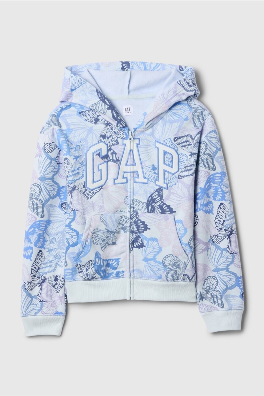 Buzo Canguro Con Cierre Logo Gap Niña Butterfly Multi