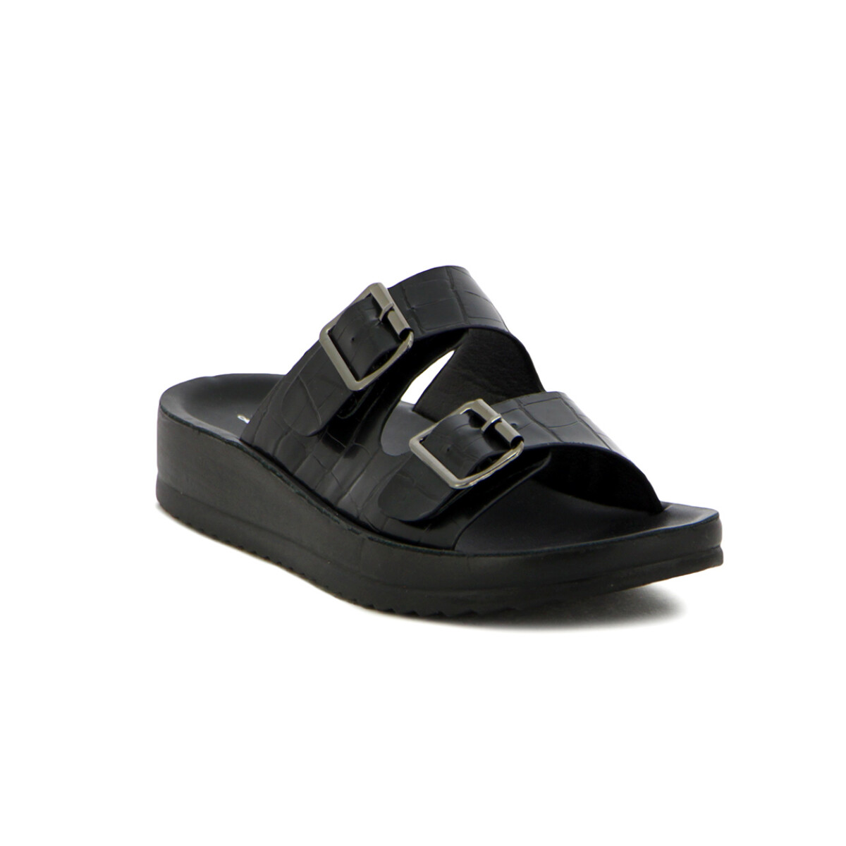 Sandalias Mujer Darkness Dos Tiras Con Hebilla - Negro 