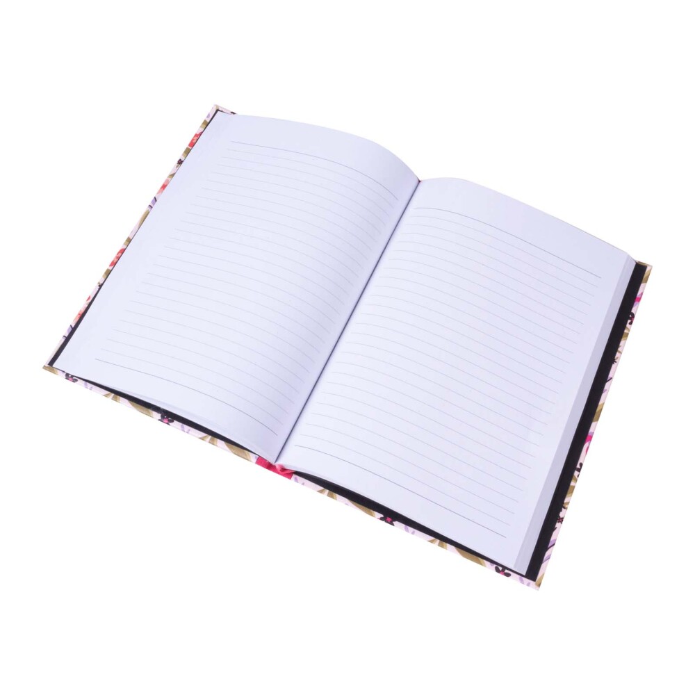 LIBRETA 144 HOJAS PAPEL NARANJA LINO FLORES