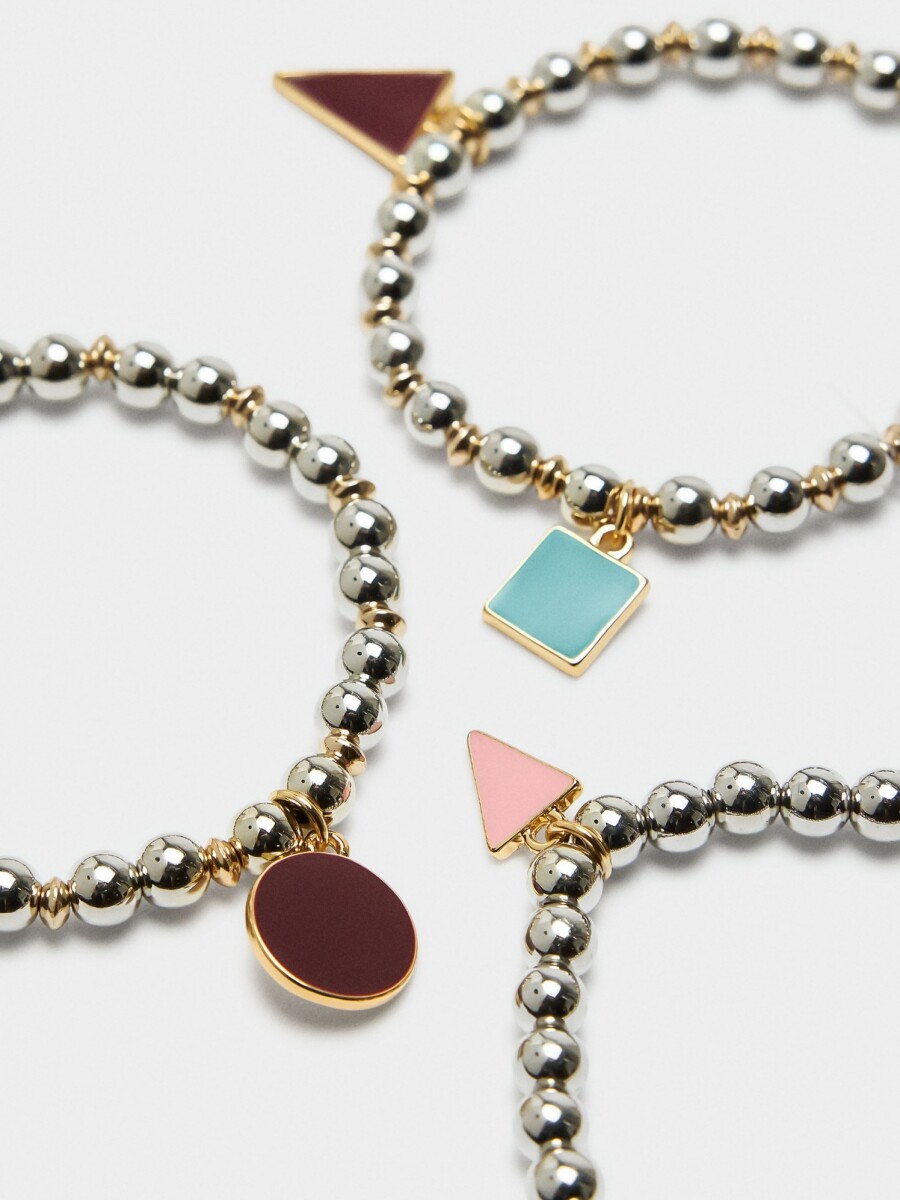 Set De Pulseras Elásticas Con Charms multicolor