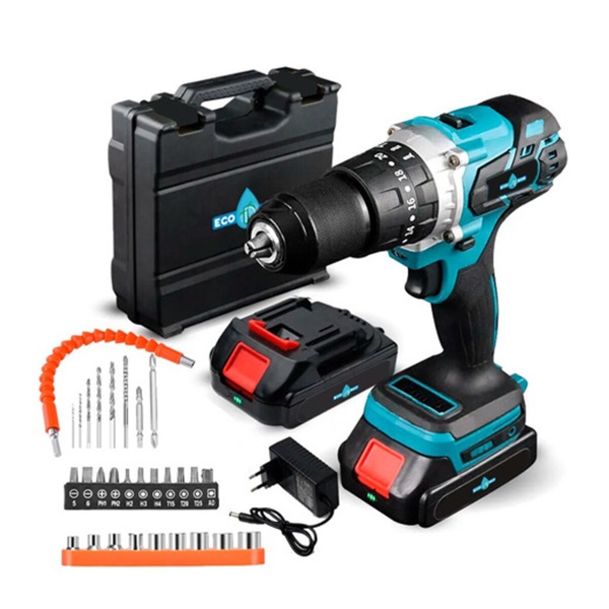 Kit Taladro Atornillador a Batería Ecodrop 2 Baterías 