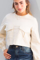 CAMISA C617/26 M/L CON BOLSILLO EN DELANTERO Y VOLADOS EN CUELLO Beige