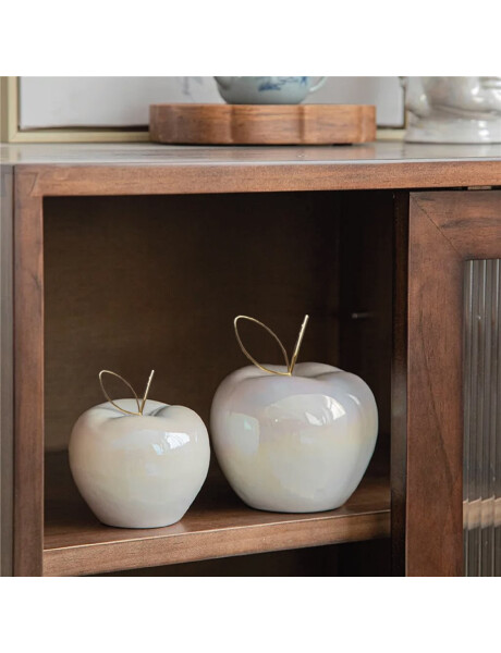MANZANA DECORATIVA 8.5CM BLANCO/DORADO MANZANA DECORATIVA 8.5CM BLANCO/DORADO