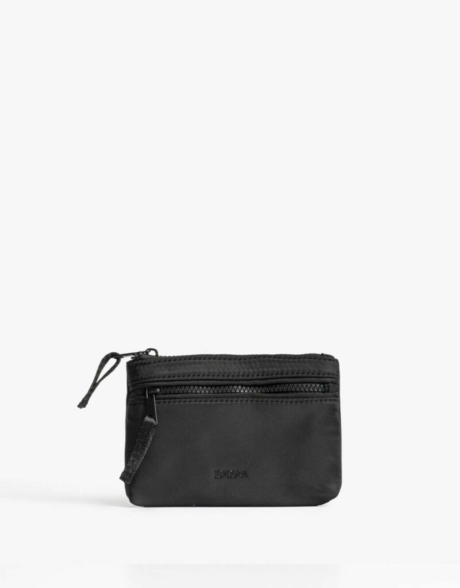 Monedero Nylon Con Bolsillo - Negro 