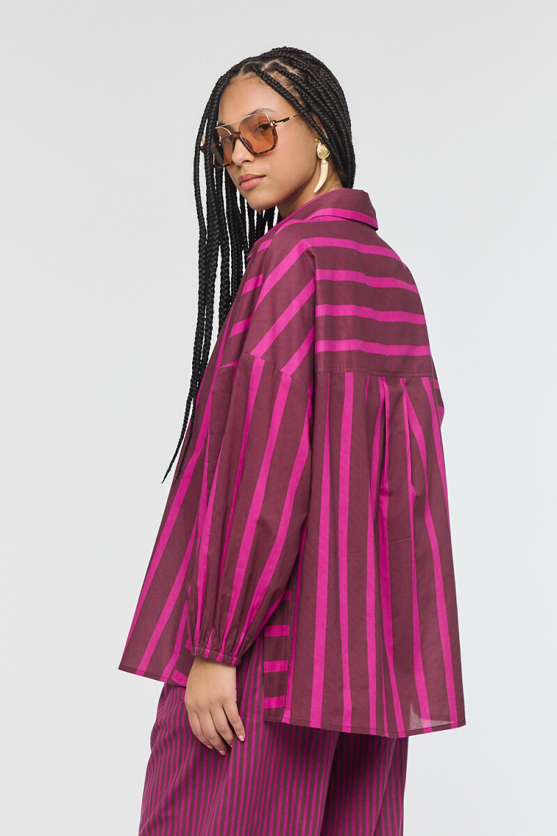 CAMISA RAYADA BOHO Fucsia