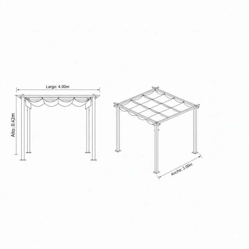 PERGOLA ALUMINIO BEIGE 3X4M Unica