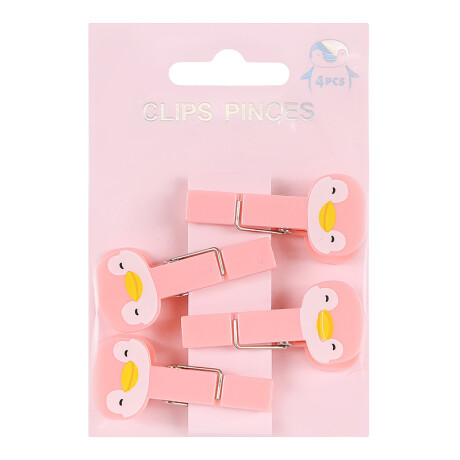 Clip Pingüino 4 pcs rosa