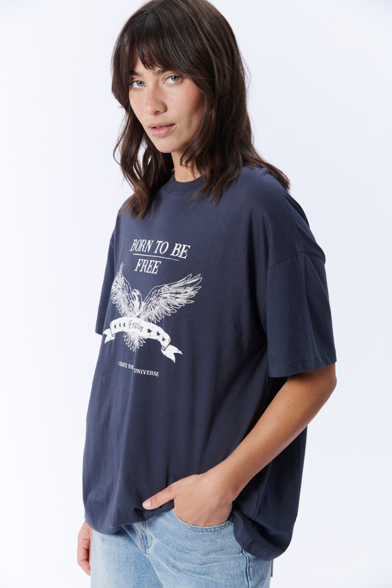 Remera oversize Estampa águila Gris Oscuro