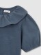 Camiseta De Manga Corta Y Cuello Volante Azul Pato