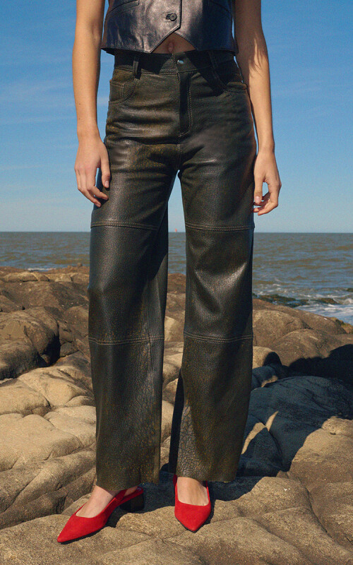 PANTALON MAVIS OLIVA GASTADO