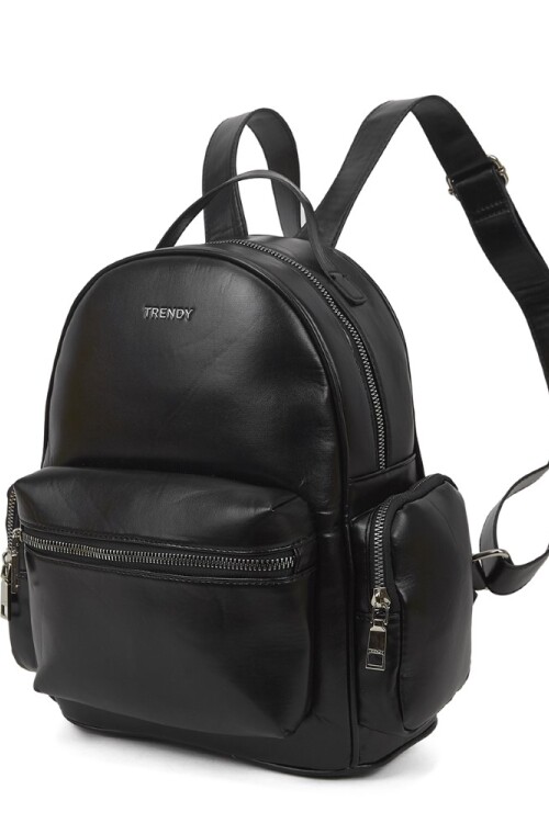 Mochila con bolsillo frontal y lateral Negro