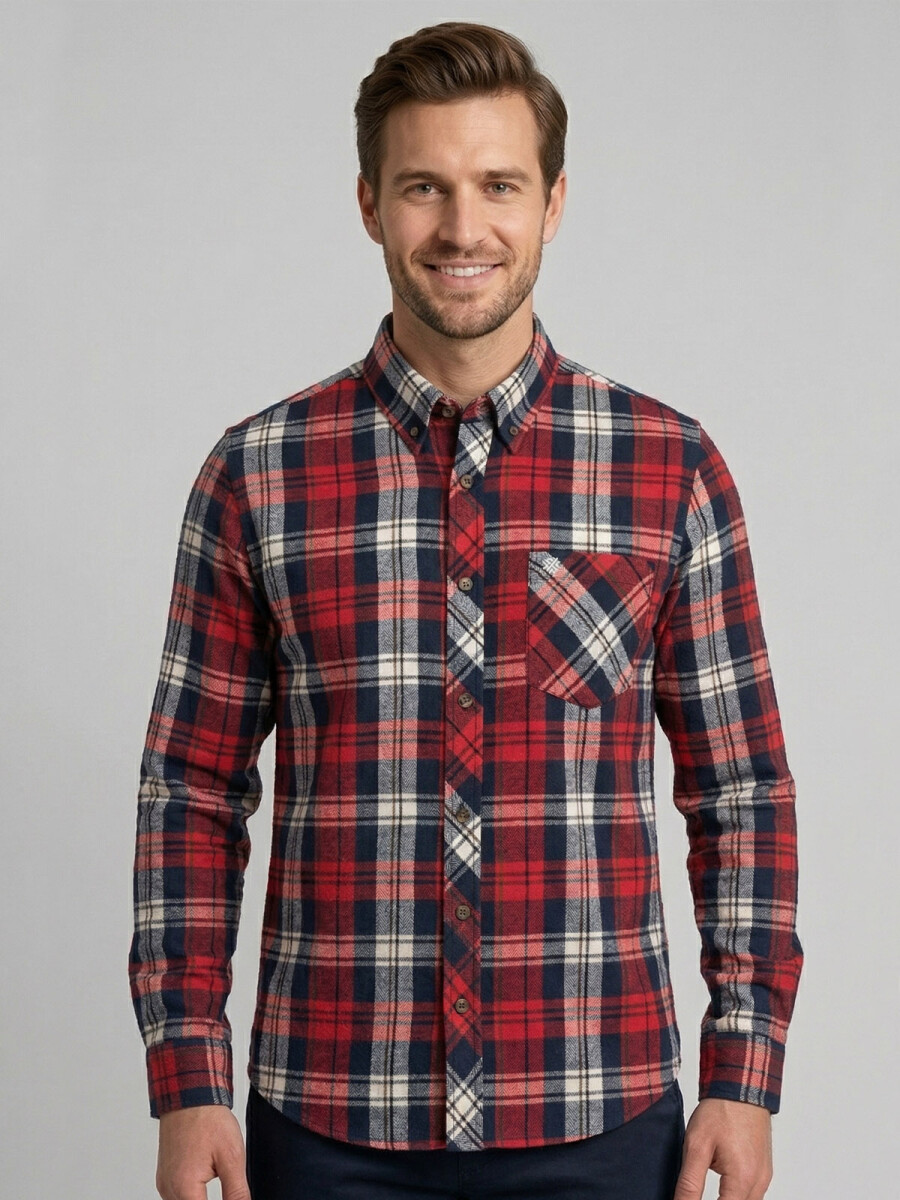 CAMISA DE VIYELA ESCOCESA TRICOLOR 