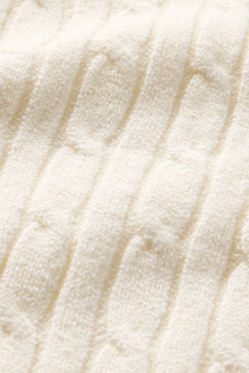 Buzo Cashsoft Cable Mujer Cream