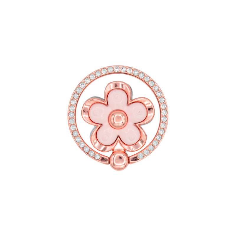 Anillo para celular diseño flor con brillos color rosa Anillo Para Celular Diseño Flor Con Brillos Color Rosa