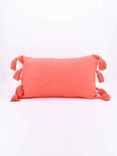 FUNDA DE ALMOHADON BORLAS CORAL