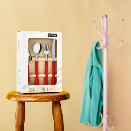 Set 24 Pzas Acero Inoxidable Estilo Funcionalidad Rojo