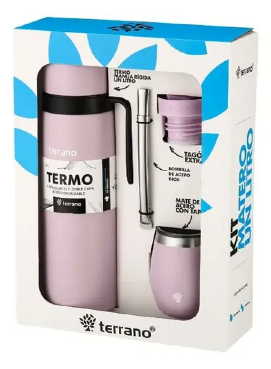Kit Matero Terrano X3 Manija Rigida+ Mate Con Tapa 