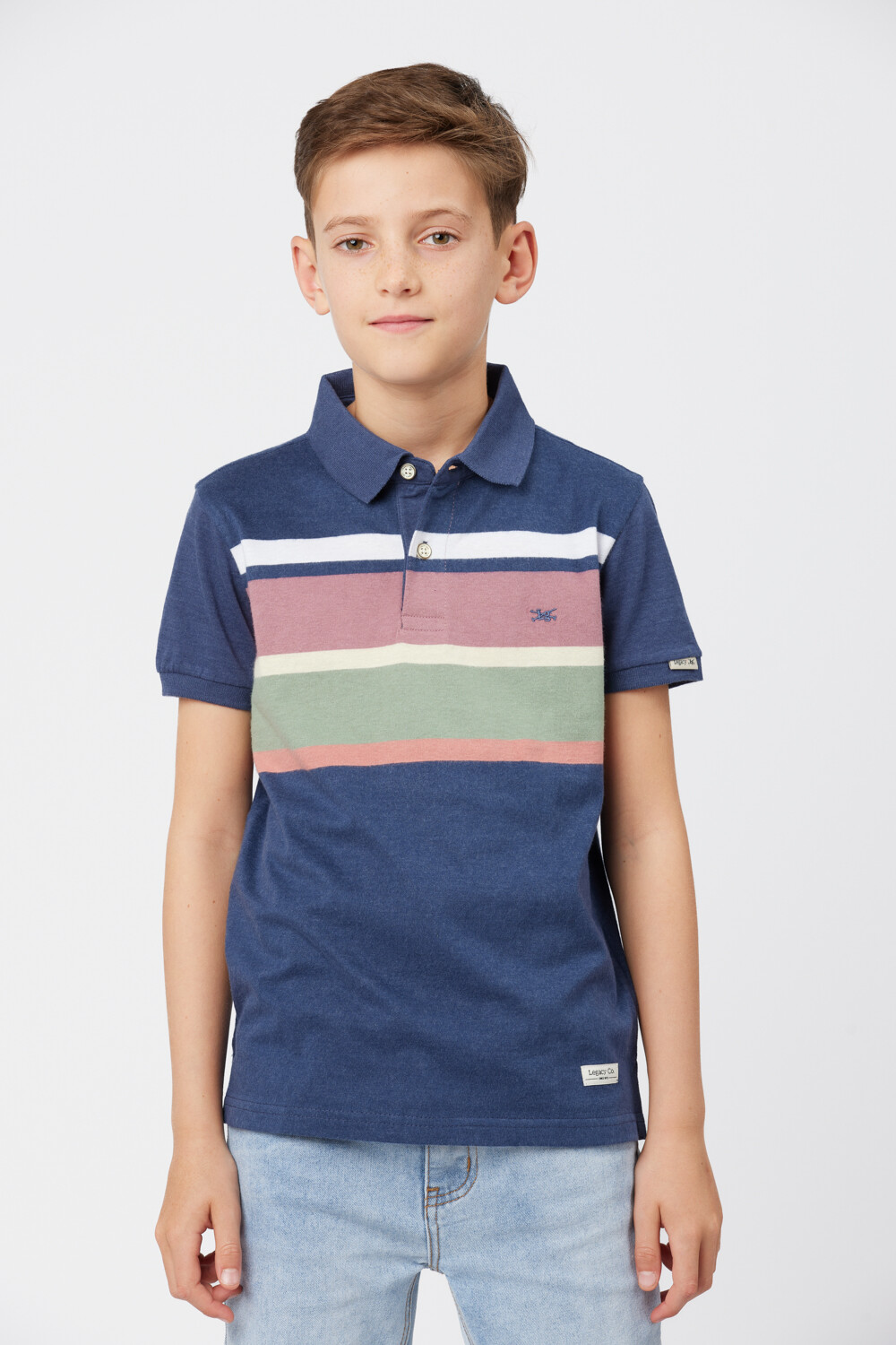 REMERA POLO RAYADA Azul