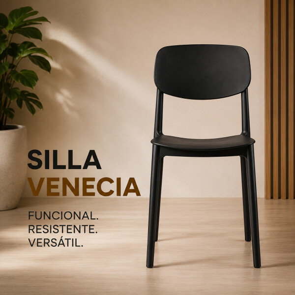 Silla Comedor X2 Combohome Venecia Polipropileno Premium Negro 1