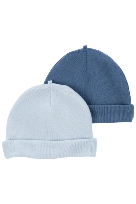 Pack dos gorros de poliéster, azules Sin color