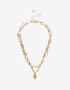 Collares Cortos Con Dijes Collar Corto Multicadena Flor - Dorado
