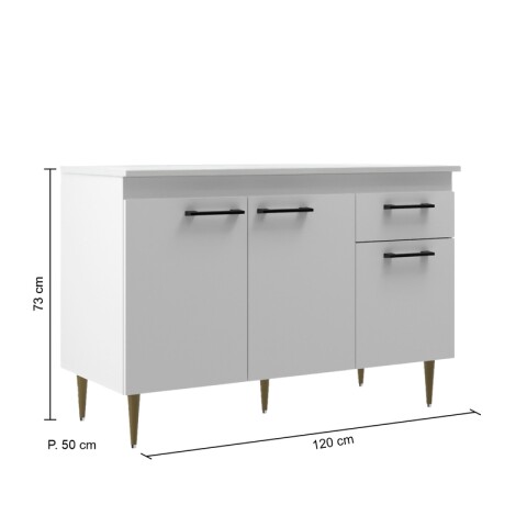 Bajo mesada 3 puertas 1 cajón S/Pileta 120x50x73cm Blanco Bajo mesada 3 puertas 1 cajón S/Pileta 120x50x73cm Blanco