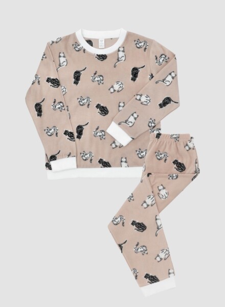 Pijama infantil cat nap american Beige